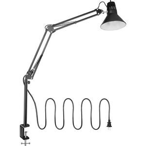 Extra Tall Metal Swing Arm Desk Lamp Clamp Flexible Gooseneck w/A19 E26 LED Bulb